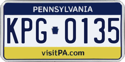 PA license plate KPG0135