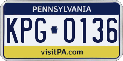 PA license plate KPG0136