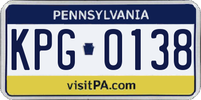 PA license plate KPG0138