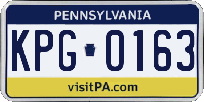 PA license plate KPG0163
