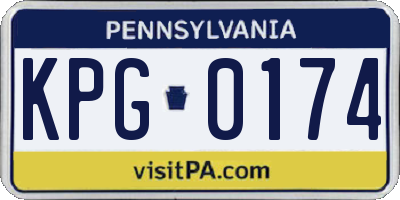 PA license plate KPG0174
