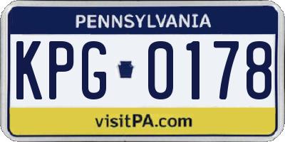 PA license plate KPG0178