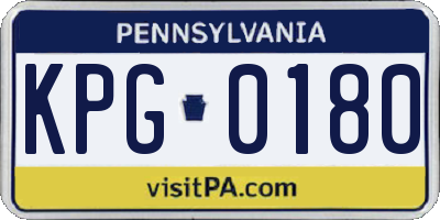 PA license plate KPG0180