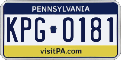 PA license plate KPG0181