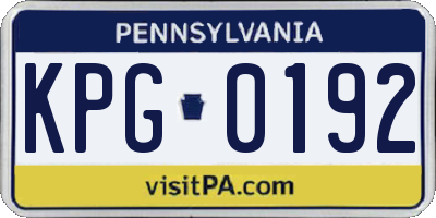 PA license plate KPG0192