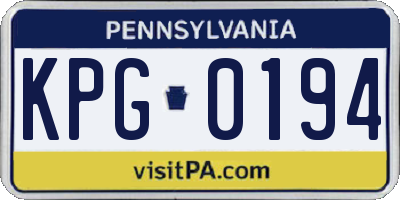 PA license plate KPG0194