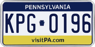 PA license plate KPG0196