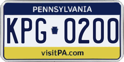 PA license plate KPG0200