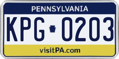 PA license plate KPG0203