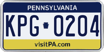 PA license plate KPG0204