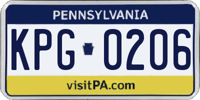 PA license plate KPG0206