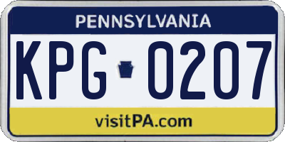 PA license plate KPG0207