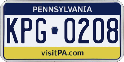 PA license plate KPG0208