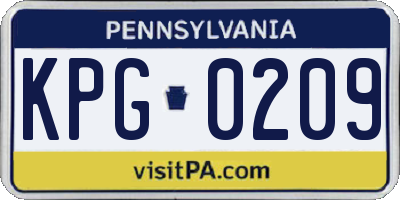 PA license plate KPG0209