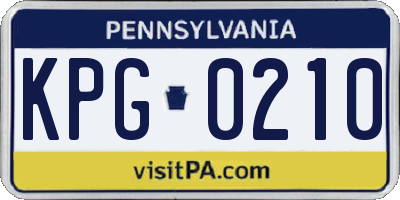 PA license plate KPG0210