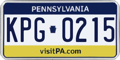 PA license plate KPG0215