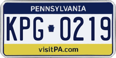 PA license plate KPG0219