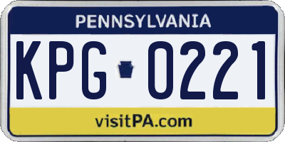 PA license plate KPG0221