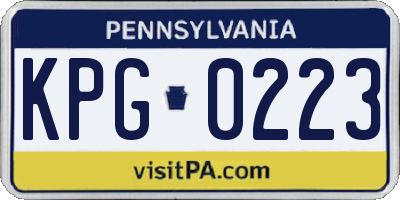 PA license plate KPG0223