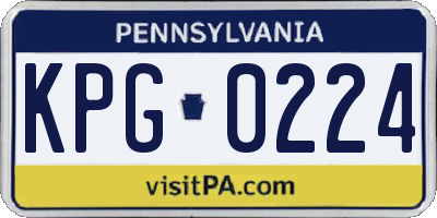 PA license plate KPG0224