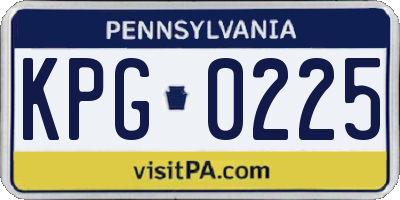 PA license plate KPG0225