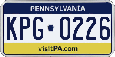 PA license plate KPG0226