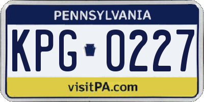 PA license plate KPG0227
