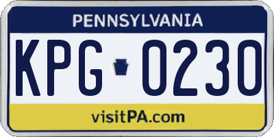 PA license plate KPG0230