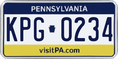 PA license plate KPG0234