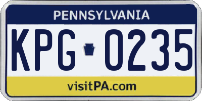 PA license plate KPG0235