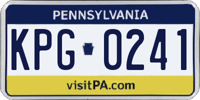 PA license plate KPG0241