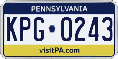 PA license plate KPG0243