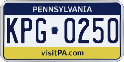 PA license plate KPG0250