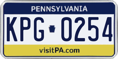 PA license plate KPG0254