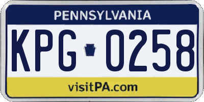 PA license plate KPG0258