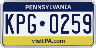 PA license plate KPG0259