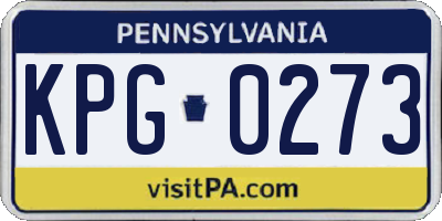 PA license plate KPG0273