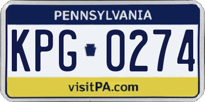 PA license plate KPG0274