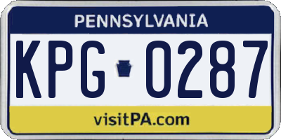 PA license plate KPG0287