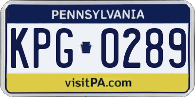 PA license plate KPG0289