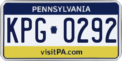 PA license plate KPG0292