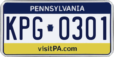 PA license plate KPG0301