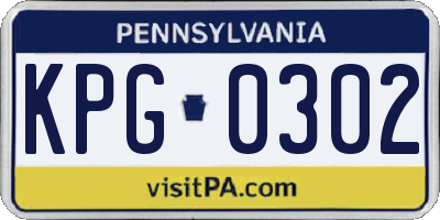 PA license plate KPG0302