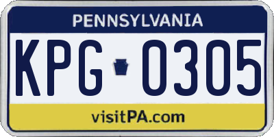 PA license plate KPG0305