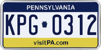 PA license plate KPG0312