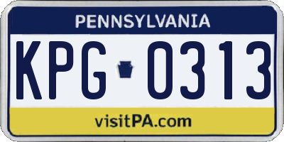 PA license plate KPG0313