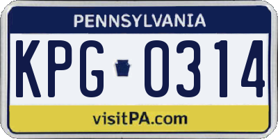 PA license plate KPG0314