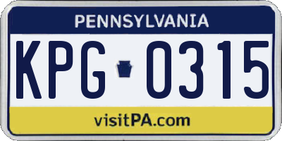 PA license plate KPG0315