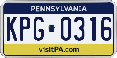 PA license plate KPG0316