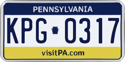 PA license plate KPG0317
